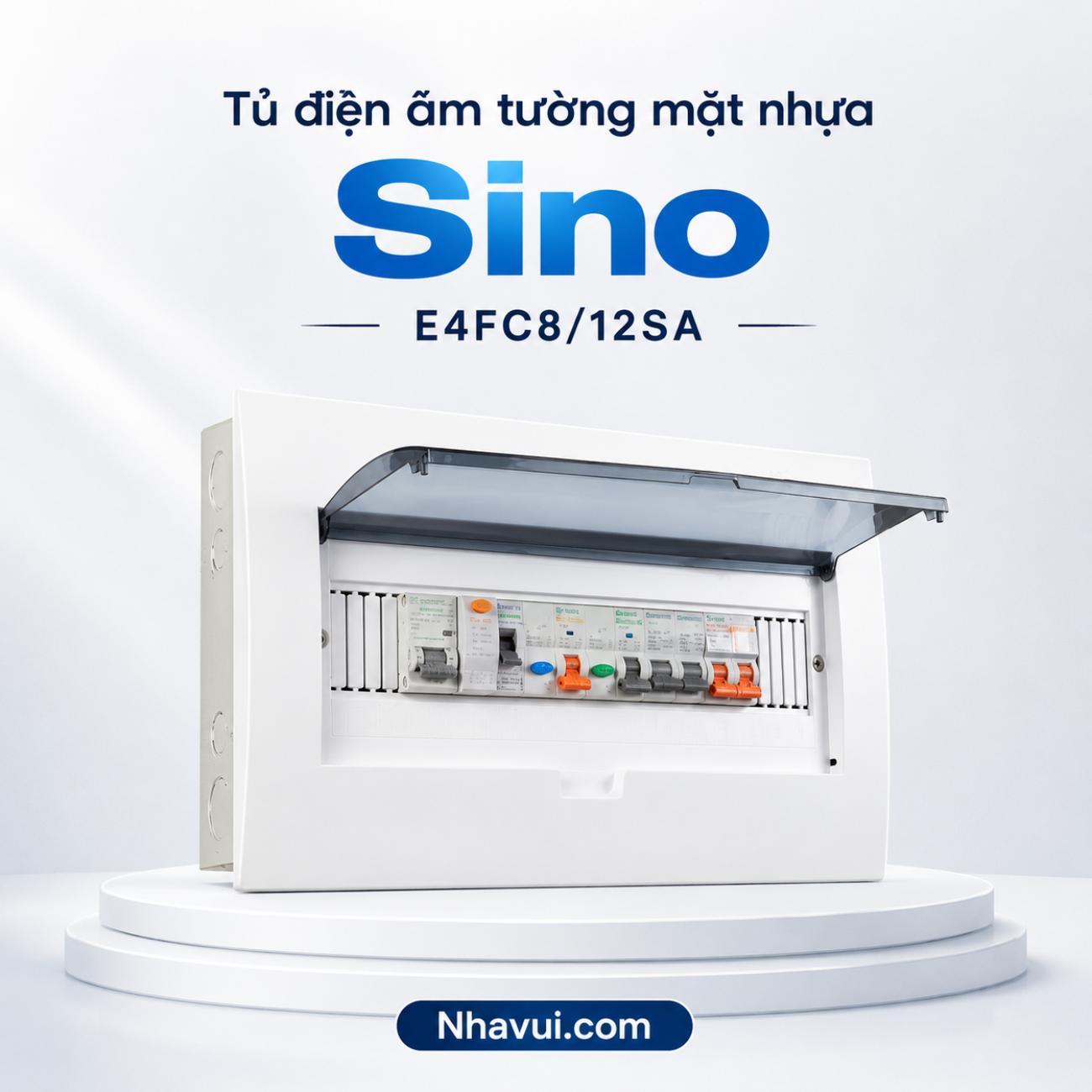 Tủ điện âm tường mặt nhựa Sino E4FC